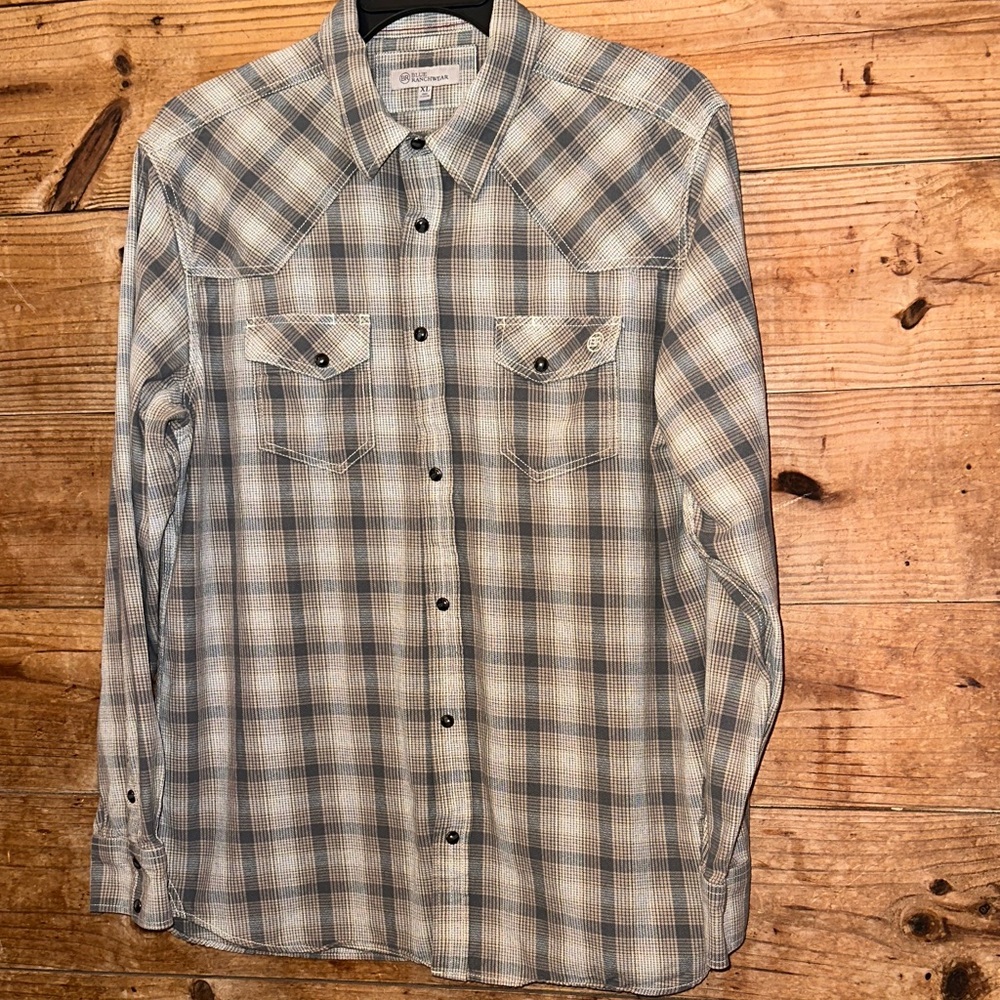 Blue Ranchwear Plaid Long Sleeve Shirt